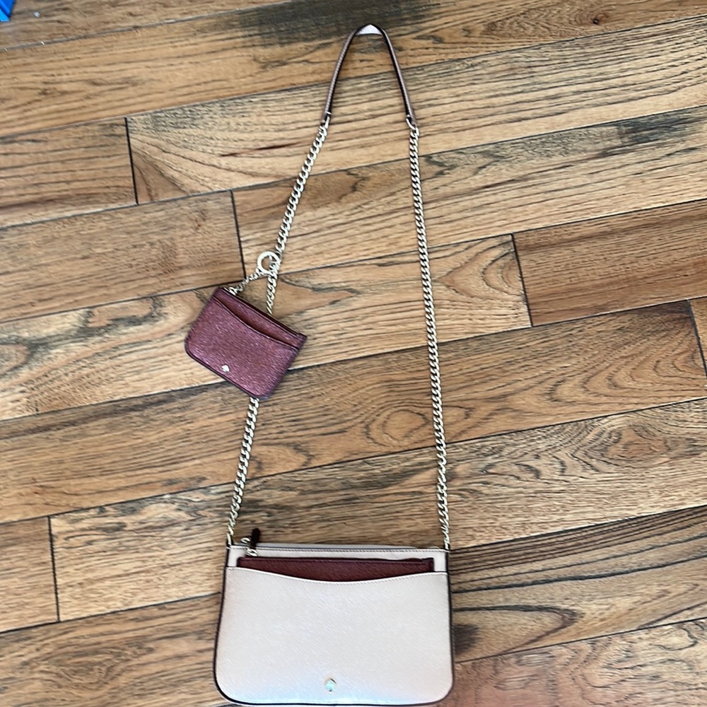Kate Spade shimmy glitter triple crossbody rose gold burgundy 3 piece bag set
